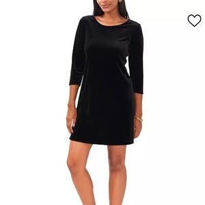 Black Velvet 3/4 Sleeve Above Knee Dress. Size Medium.